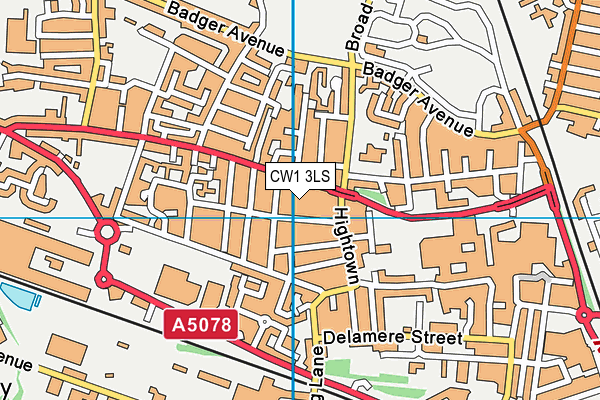 CW1 3LS map - OS VectorMap District (Ordnance Survey)