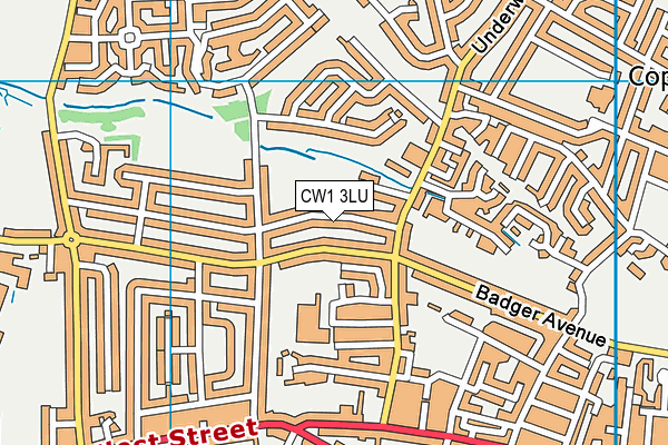 CW1 3LU map - OS VectorMap District (Ordnance Survey)
