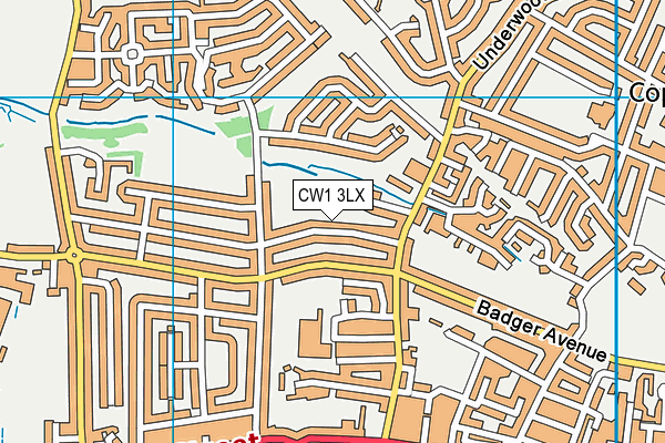 CW1 3LX map - OS VectorMap District (Ordnance Survey)