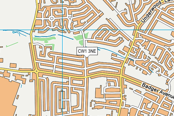 CW1 3NE map - OS VectorMap District (Ordnance Survey)