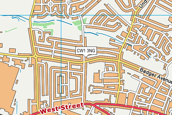 CW1 3NG map - OS VectorMap District (Ordnance Survey)