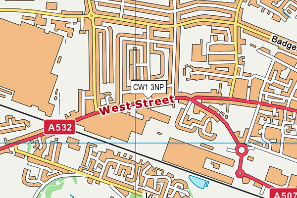 CW1 3NP map - OS VectorMap District (Ordnance Survey)