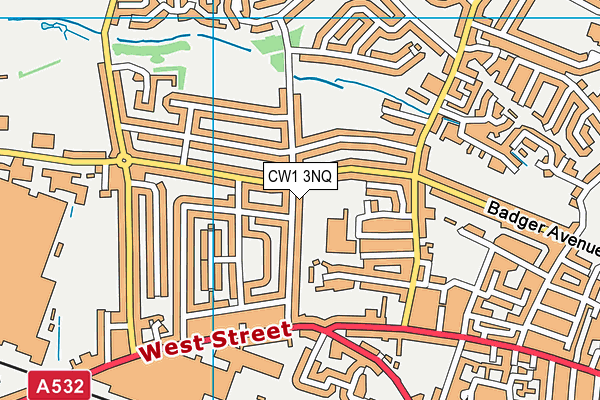 CW1 3NQ map - OS VectorMap District (Ordnance Survey)