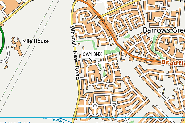 CW1 3NX map - OS VectorMap District (Ordnance Survey)