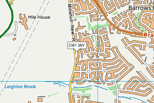 CW1 3NY map - OS VectorMap District (Ordnance Survey)