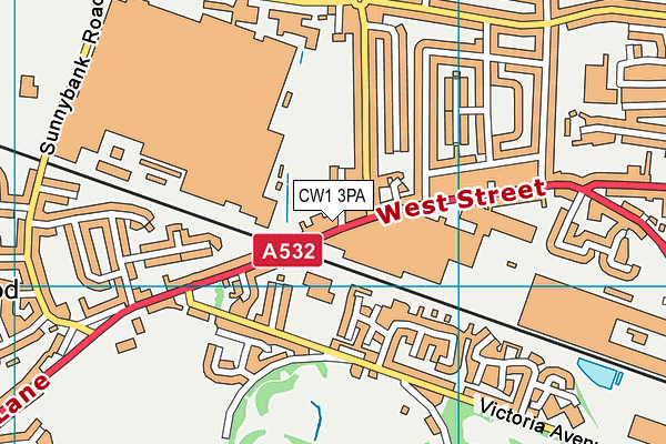 CW1 3PA map - OS VectorMap District (Ordnance Survey)
