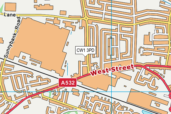 CW1 3PD map - OS VectorMap District (Ordnance Survey)