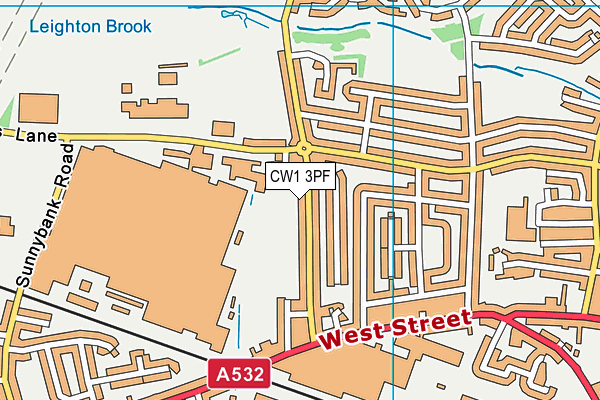 CW1 3PF map - OS VectorMap District (Ordnance Survey)