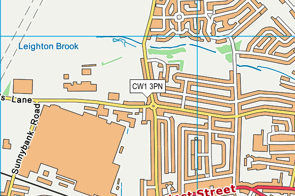 CW1 3PN map - OS VectorMap District (Ordnance Survey)