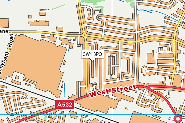 CW1 3PQ map - OS VectorMap District (Ordnance Survey)