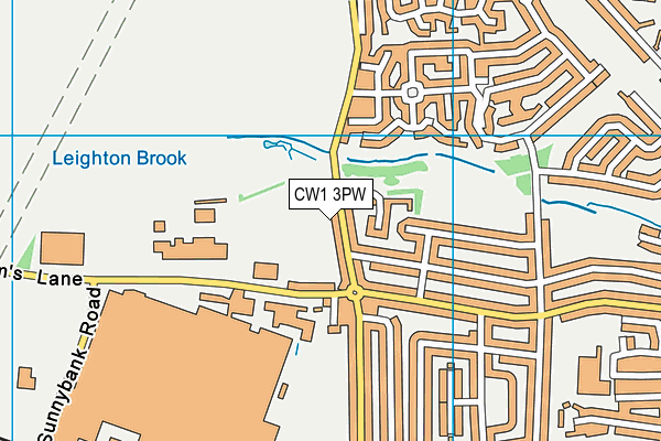 CW1 3PW map - OS VectorMap District (Ordnance Survey)
