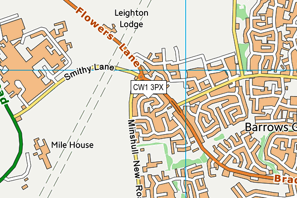 CW1 3PX map - OS VectorMap District (Ordnance Survey)