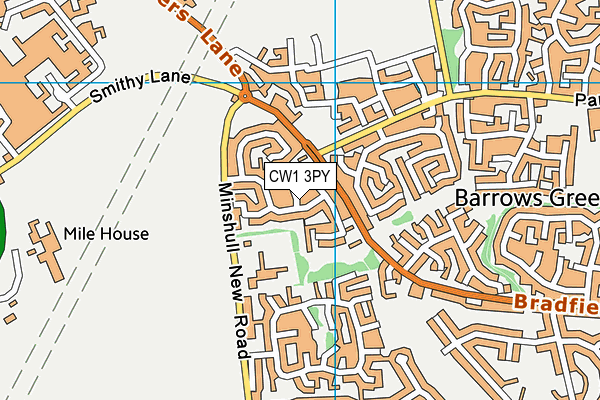 CW1 3PY map - OS VectorMap District (Ordnance Survey)