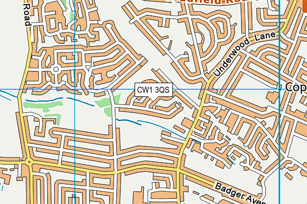 CW1 3QS map - OS VectorMap District (Ordnance Survey)