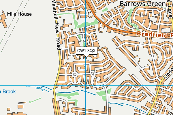 CW1 3QX map - OS VectorMap District (Ordnance Survey)