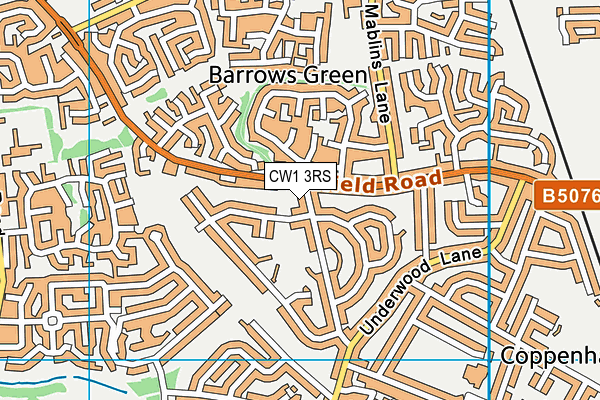 CW1 3RS map - OS VectorMap District (Ordnance Survey)