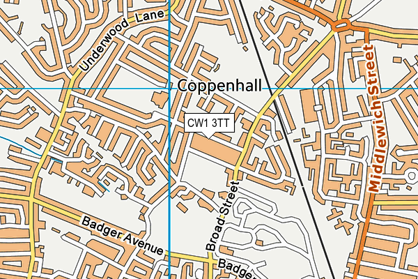 CW1 3TT map - OS VectorMap District (Ordnance Survey)