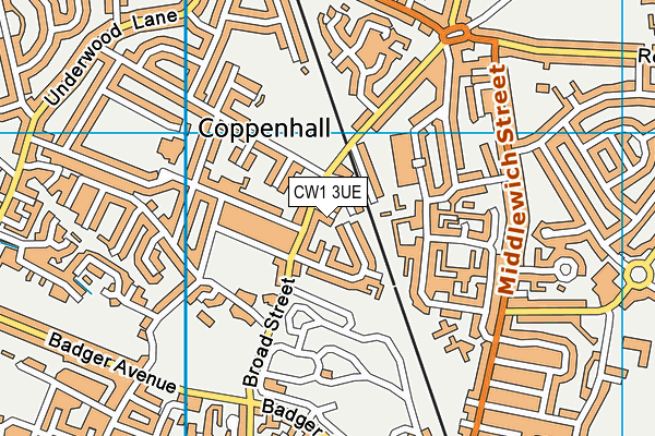 CW1 3UE map - OS VectorMap District (Ordnance Survey)