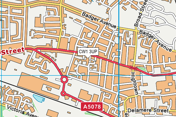 CW1 3UP map - OS VectorMap District (Ordnance Survey)