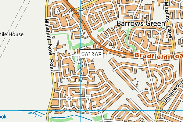 CW1 3WX map - OS VectorMap District (Ordnance Survey)