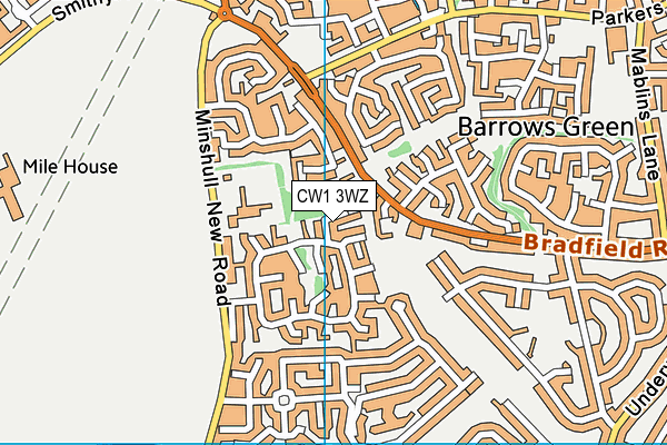 CW1 3WZ map - OS VectorMap District (Ordnance Survey)