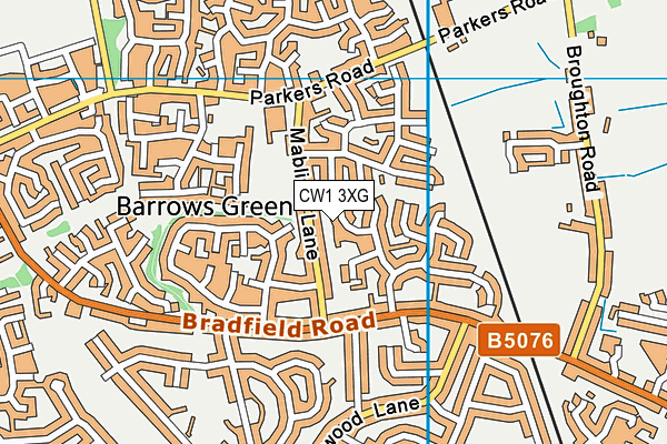 CW1 3XG map - OS VectorMap District (Ordnance Survey)