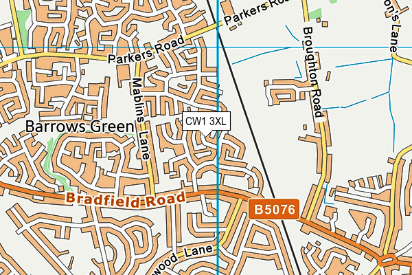 CW1 3XL map - OS VectorMap District (Ordnance Survey)
