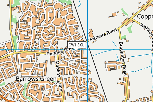 CW1 3XU map - OS VectorMap District (Ordnance Survey)