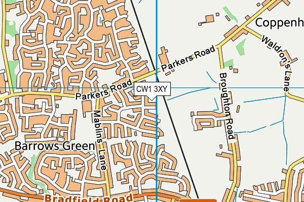 CW1 3XY map - OS VectorMap District (Ordnance Survey)