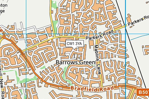 CW1 3YA map - OS VectorMap District (Ordnance Survey)