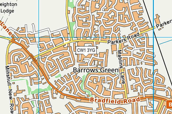 CW1 3YG map - OS VectorMap District (Ordnance Survey)