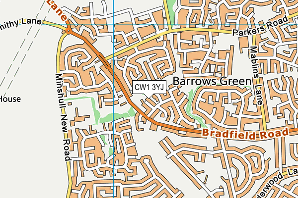 CW1 3YJ map - OS VectorMap District (Ordnance Survey)