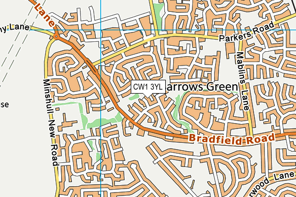 CW1 3YL map - OS VectorMap District (Ordnance Survey)