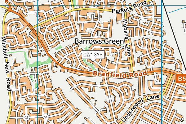 CW1 3YP map - OS VectorMap District (Ordnance Survey)