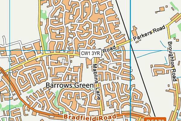 Mablins Lane Community Primary School map (CW1 3YR) - OS VectorMap District (Ordnance Survey)