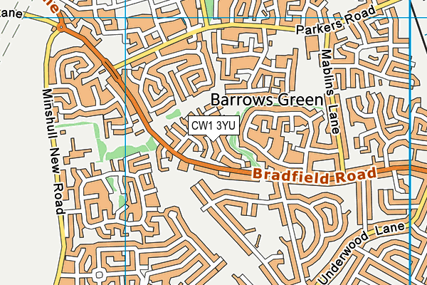 CW1 3YU map - OS VectorMap District (Ordnance Survey)