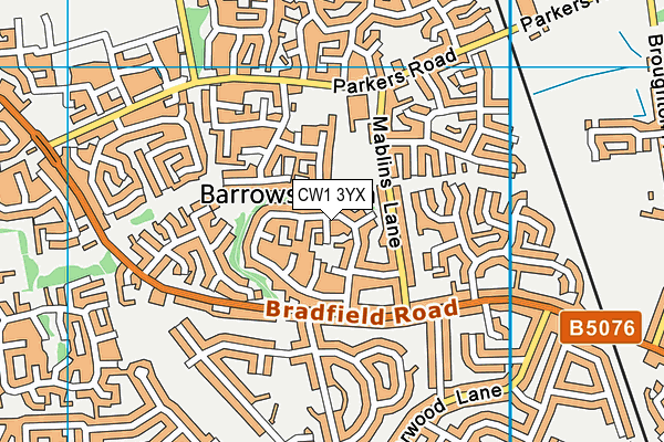 CW1 3YX map - OS VectorMap District (Ordnance Survey)