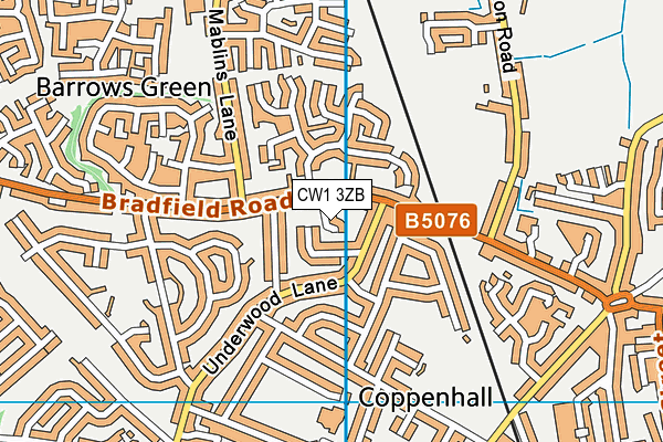 CW1 3ZB map - OS VectorMap District (Ordnance Survey)