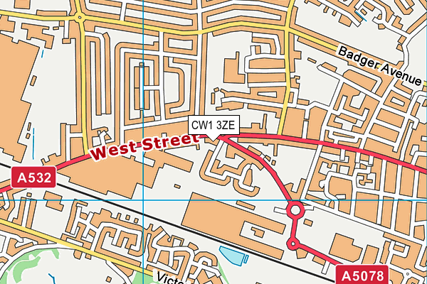 CW1 3ZE map - OS VectorMap District (Ordnance Survey)