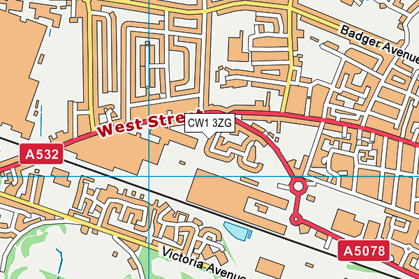 CW1 3ZG map - OS VectorMap District (Ordnance Survey)