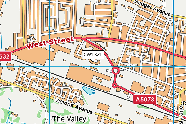 CW1 3ZL map - OS VectorMap District (Ordnance Survey)