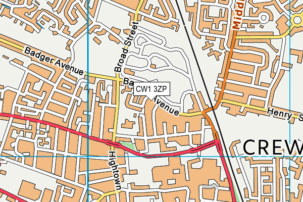 CW1 3ZP map - OS VectorMap District (Ordnance Survey)