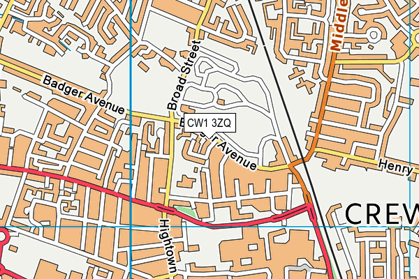 CW1 3ZQ map - OS VectorMap District (Ordnance Survey)