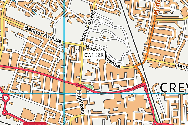 CW1 3ZR map - OS VectorMap District (Ordnance Survey)