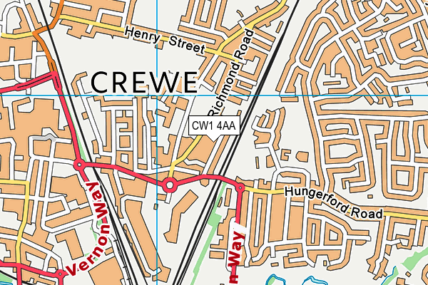 CW1 4AA map - OS VectorMap District (Ordnance Survey)