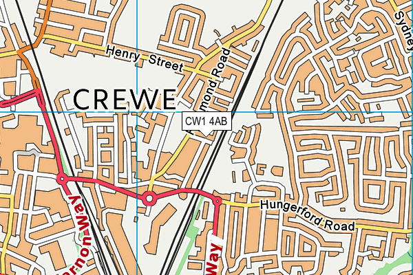 CW1 4AB map - OS VectorMap District (Ordnance Survey)