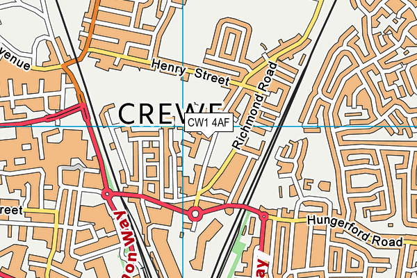 CW1 4AF map - OS VectorMap District (Ordnance Survey)