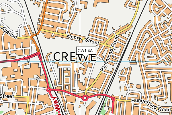 One On One Fitness Centre (Crewe) (Closed) map (CW1 4AJ) - OS VectorMap District (Ordnance Survey)