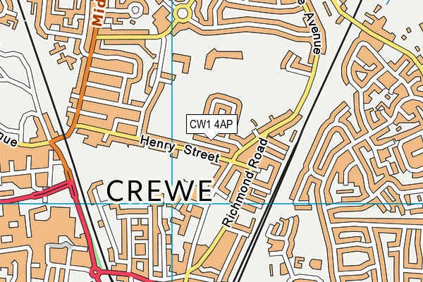 CW1 4AP map - OS VectorMap District (Ordnance Survey)