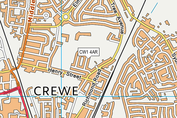 CW1 4AR map - OS VectorMap District (Ordnance Survey)